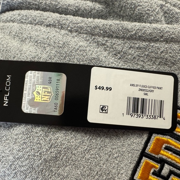 NWT! Men’s Pittsburg Steelers gray Ansley fleece jogger lounge sweatpants Small - Picture 4 of 4